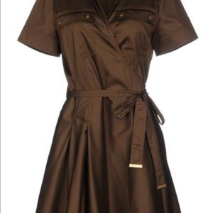 Michael Kors Brown Wrap Dress with Gold Accents